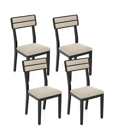 Gymax Modern Dining Chairs Set of 4 w/Tilt Backrest Rubber Wood Legs Soft Padded Seat
