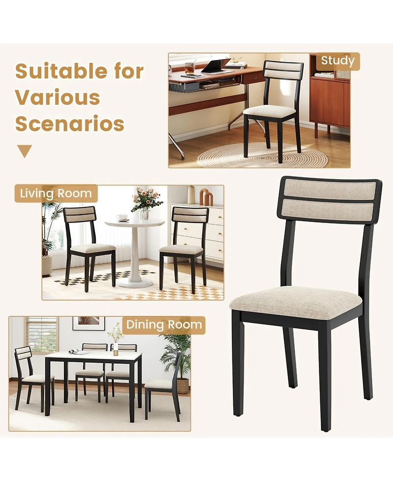 Gymax Modern Dining Chairs Set of w/Tilt Backrest Rubber Wood Legs Soft Padded Seat