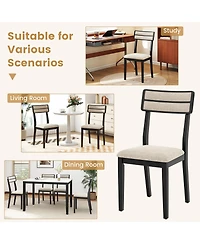 Gymax Modern Dining Chairs Set of w/Tilt Backrest Rubber Wood Legs Soft Padded Seat