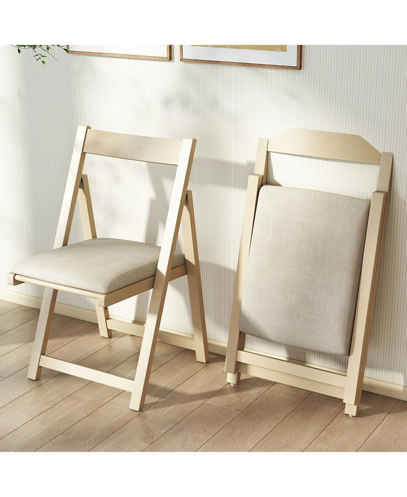 Gymax Upholstered Dining Chair Set of 4 w/ Curved Backrest Rubber Wood Frame