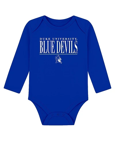 Garb Baby Boys and Girls Royal Duke Blue Devils Ollie Long-Sleeve Bodysuit