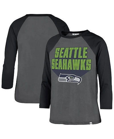 '47 Brand Women's Charcoal Seattle Seahawks Jetset Ava Raglan Long Sleeve T-Shirt