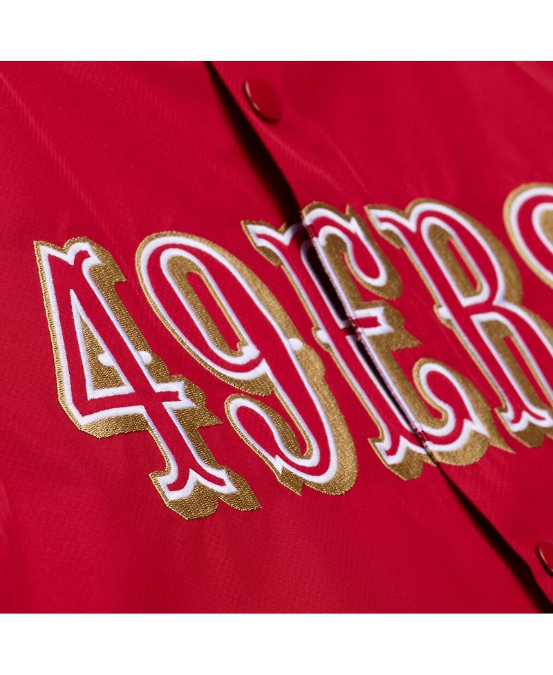 Mitchell & Ness Men's Scarlet San Francisco 49ers Coaches Full-Snap Hooded Windbreaker Jacket