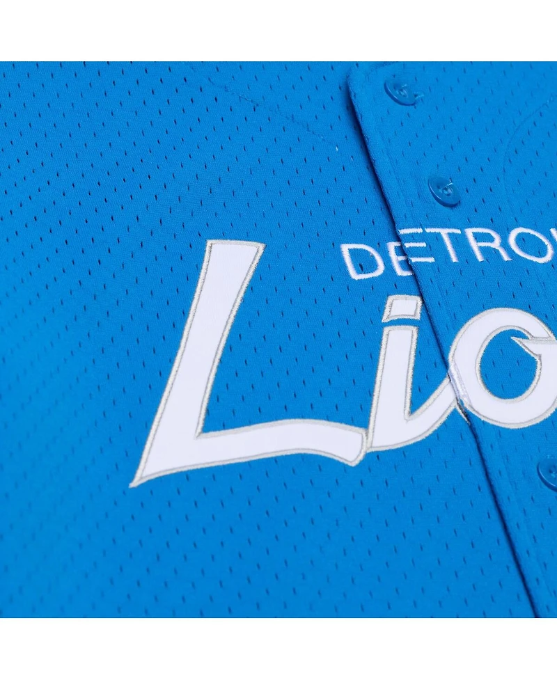 Mitchell & Ness Men's Blue Detroit Lions Head Coach Mesh Full-Button Fashion Jersey