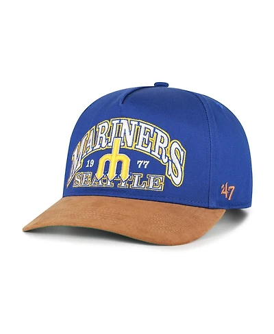 '47 Brand Men's Royal/Brown Seattle Mariners Cooperstown Break Wood Suede Hitch Adjustable Hat