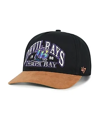 '47 Brand Men's Black/Brown Tampa Bay Rays Cooperstown Break Wood Suede Hitch Adjustable Hat
