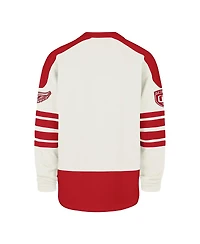 '47 Brand Men's Cream Detroit Red Wings Pond Hockey Trio Eternal Lacer Sweatshirt