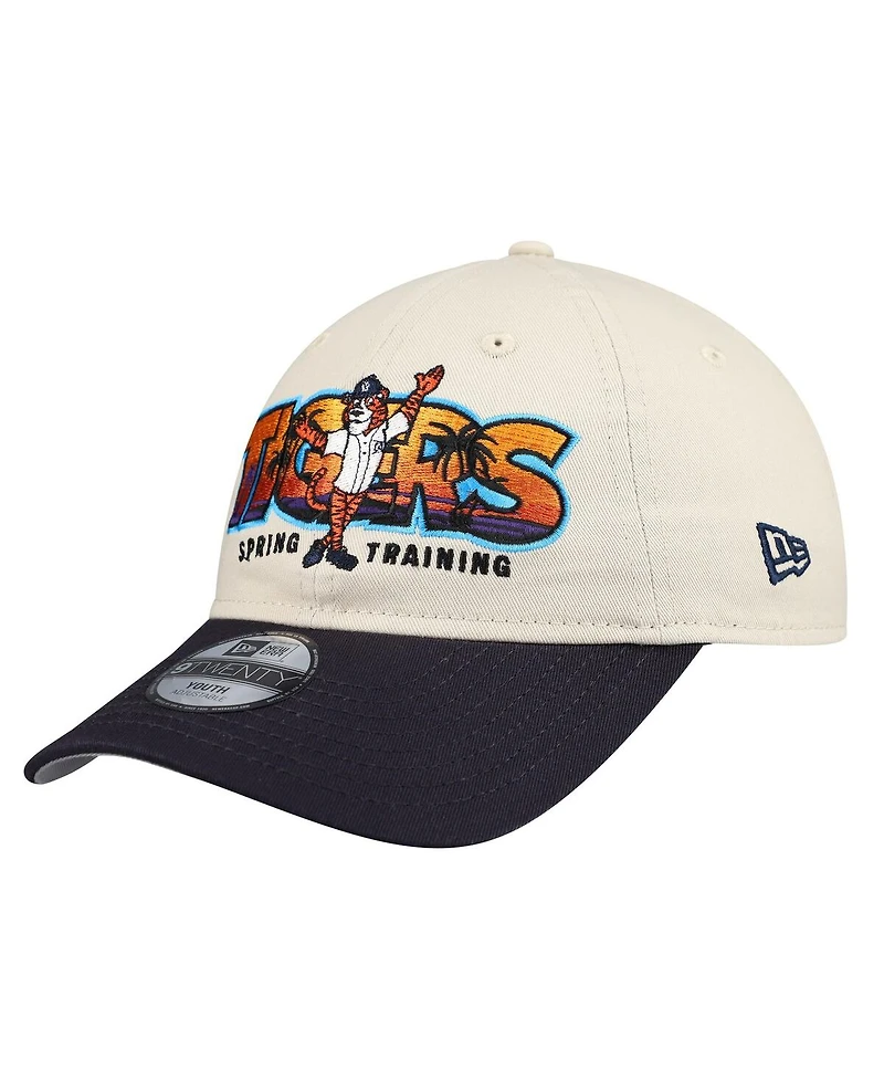 New Era Big Boys and Girls Stone/Navy Detroit Tigers 2026 Spring Training Fan Pack Batter 9TWENTY Adjustable Hat