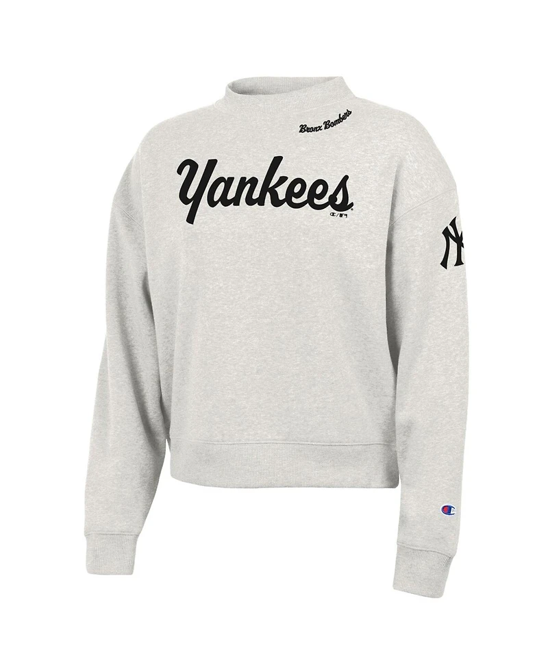 Champion Women's Stone New York Yankees Triumph Tri-Blend Sweatshirt