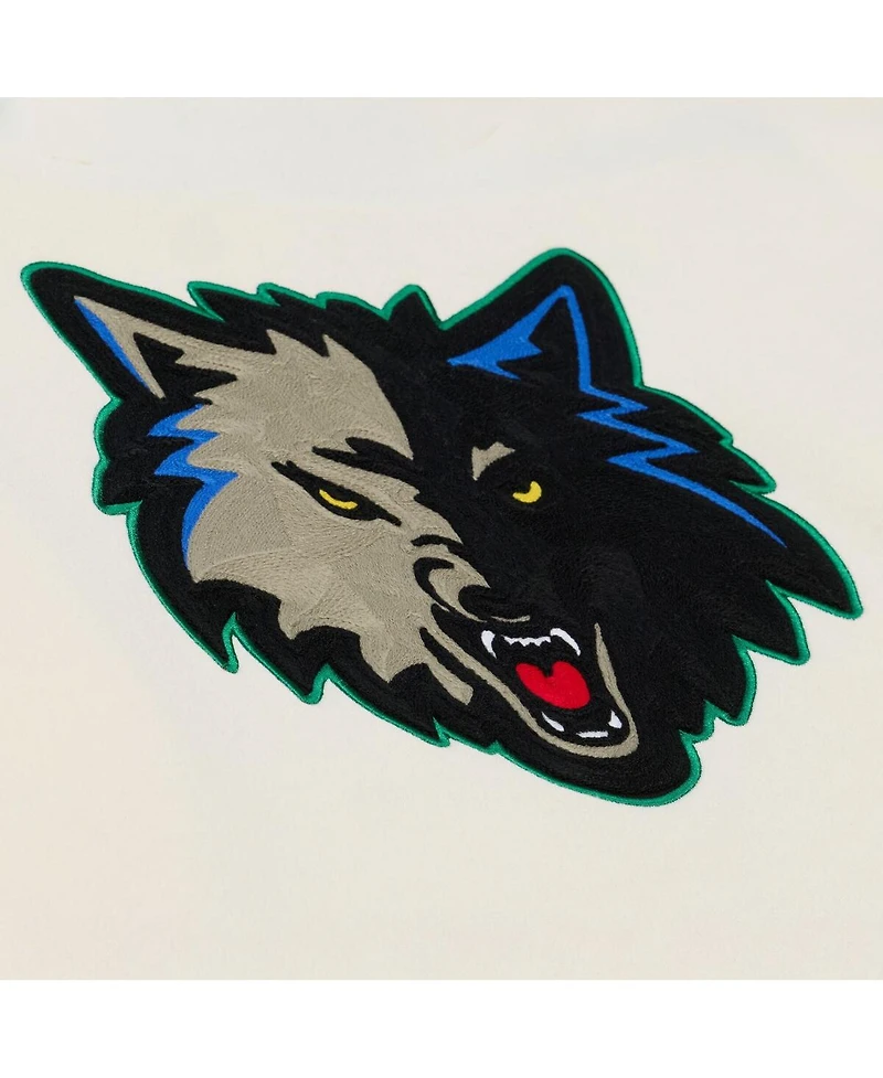 Mitchell & Ness Men's Cream Minnesota Timberwolves Hardwood Classics Chainstitch Premium Fleece Hoodie