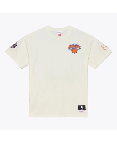 Mitchell & Ness Men's Cream New York Knicks Hardwood Classics Chainstitch Premium T-Shirt
