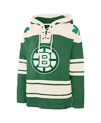 '47 Brand Men's Jeremy Swayman Kelly Green Boston Bruins St. Patrick's Day Player Name Number Lacer Pullover Hoodie