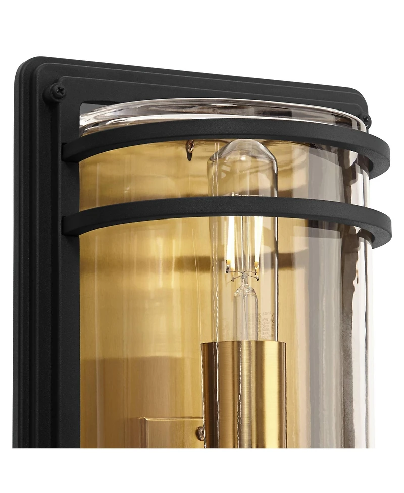 John Timberland Habitat Modern Wall Light Sconces Set of 2 Brass Hardwire 7 1/2" Fixture Clear Glass for Living Room Hallway