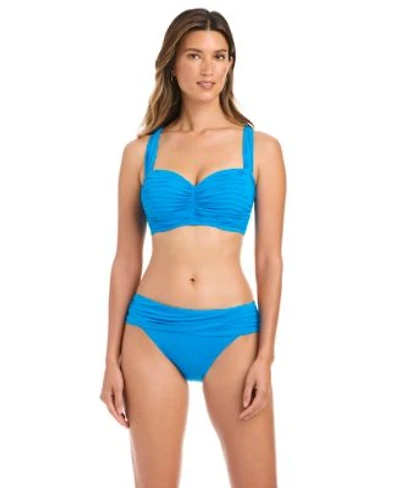 Bleu Rod Beattie Shirred Underwire Bikini D Cup Top Sarong Hipster Bikini Bottoms
