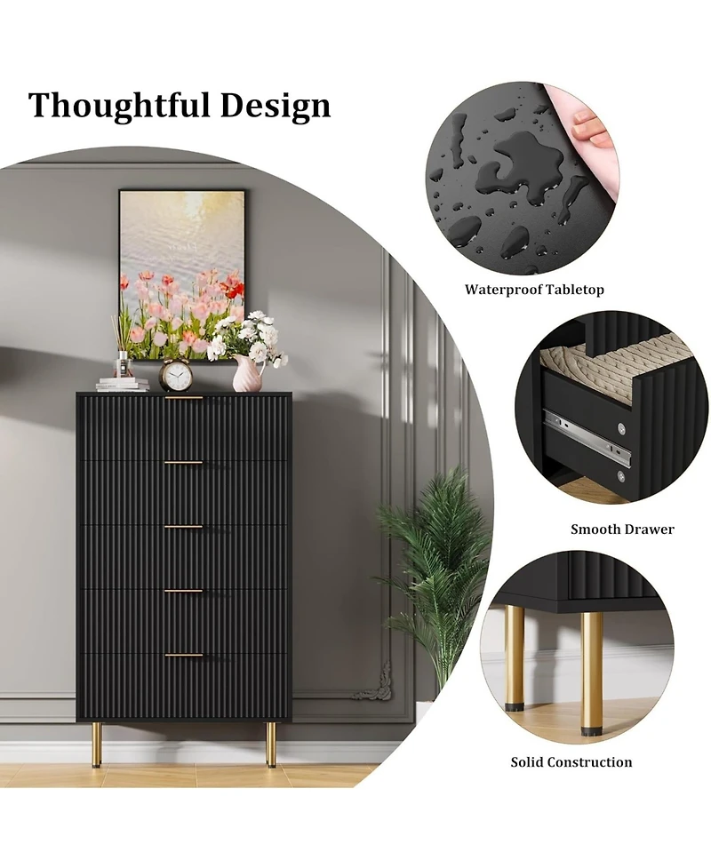 gaomon 5-Drawer Fluted Dresser