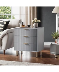 gaomon 3-Drawer Fluted Dresser, Modern Nightstand with Metal Handles & Deep Drawers