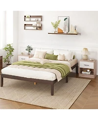 Gouun Bedside Nightstand with Drawer and Open Storage Shelf