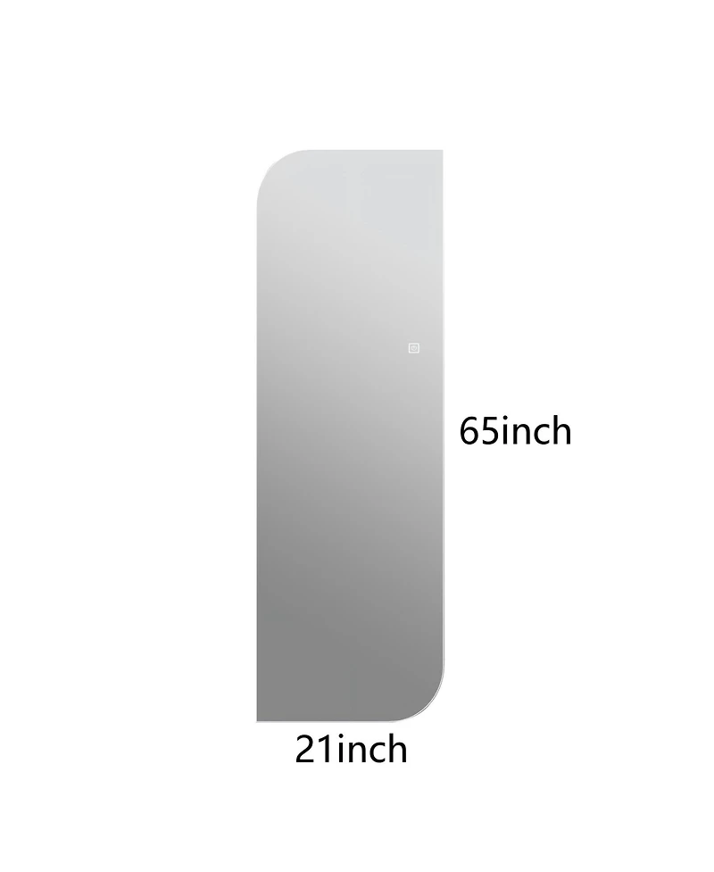 Busdays 65" x 21" Led Full Length Wall Mirror with Irregular Shape and Dimmable Lighting, Wall Mounted for Entryway or Bedroom