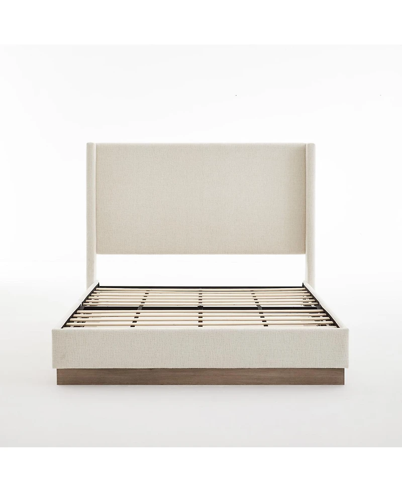 Streamdale Furniture Queen Oat Boucle Wingback Platform Bed