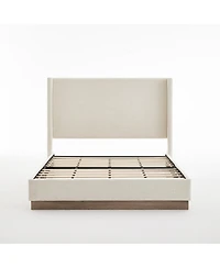 Streamdale Furniture Queen Oat Boucle Wingback Platform Bed