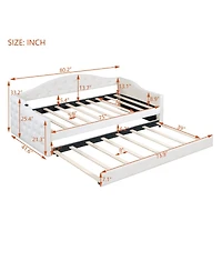 Streamdale Furniture Velvet Twin Daybed w/Trundle and Usb Charging