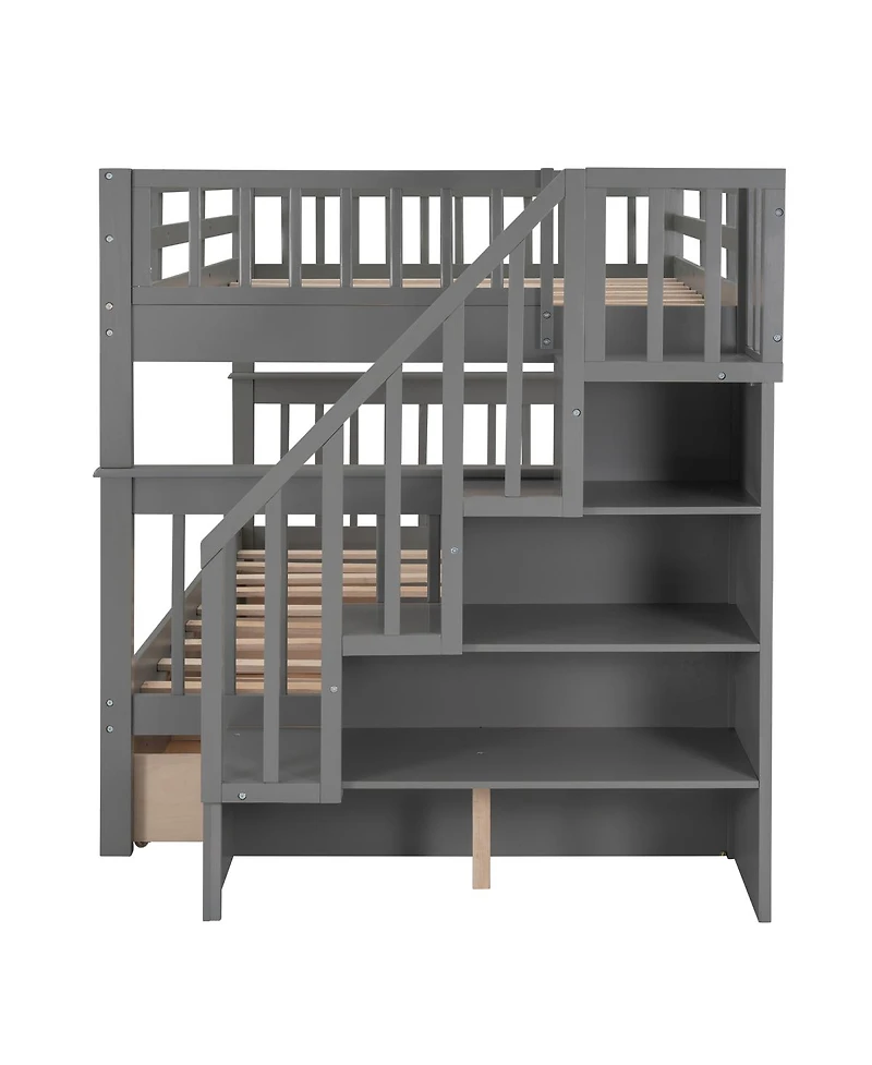 Streamdale Furniture Full/Full Bunk Bed w/ Drawer, Storage and Rail