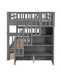 Streamdale Furniture Full/Full Bunk Bed w/ Drawer, Storage and Rail