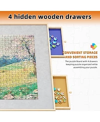 Streamdale Furniture Wooden Tilting Puzzle Table with Drawer Legs and Wheels