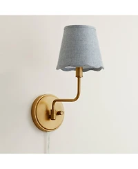 Possini Euro Design Ophelia 9 1/2"H Warm Brass Plug-In Wall Sconce with Scallop Shade