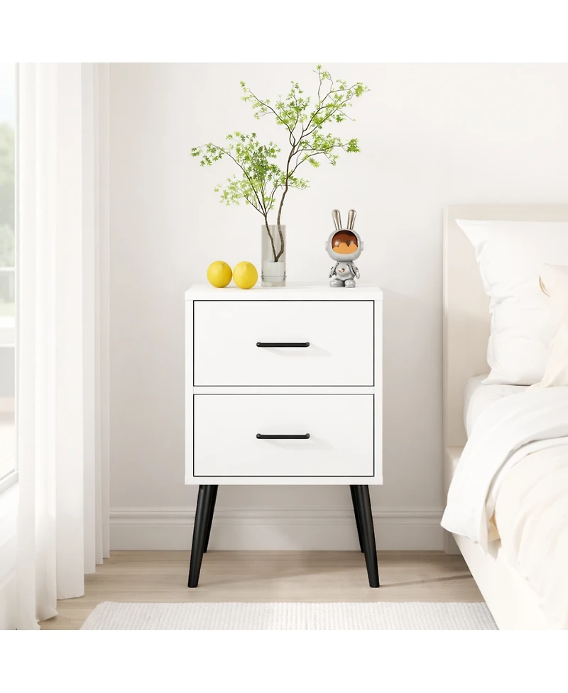 Streamdale Furniture Modern 2-Drawer Nightstand with Metal Accents