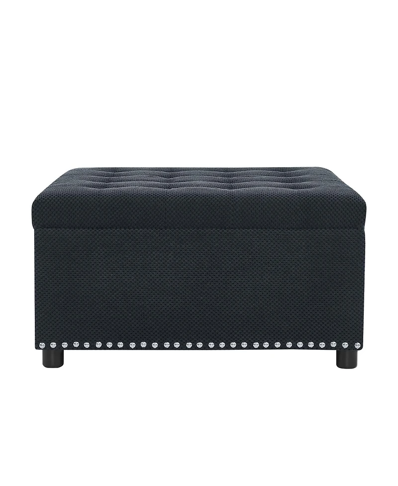 Streamdale Furniture Tufted Storage Ottoman with Nailhead Trim