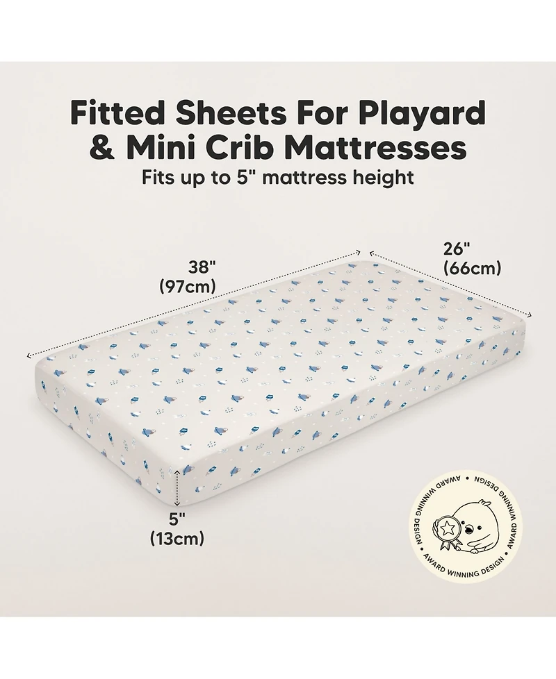 KeaBabies Mini Crib Sheets for Baby Girls, Boys, 2-Pack Soothe Pack and Play Fitted, N Mattress Sheet