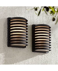 John Timberland Modern Outdoor Wall Light Fixtures Set of 2 Grid Frosted Glass for Post Exterior Barn Deck House Porch Yard Posts Patio Home