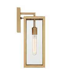 John Timberland Titan Modern Outdoor Wall Light Fixtures Set of 2 Soft Gold Rectangular Frame Clear Glass for Post Exterior Barn