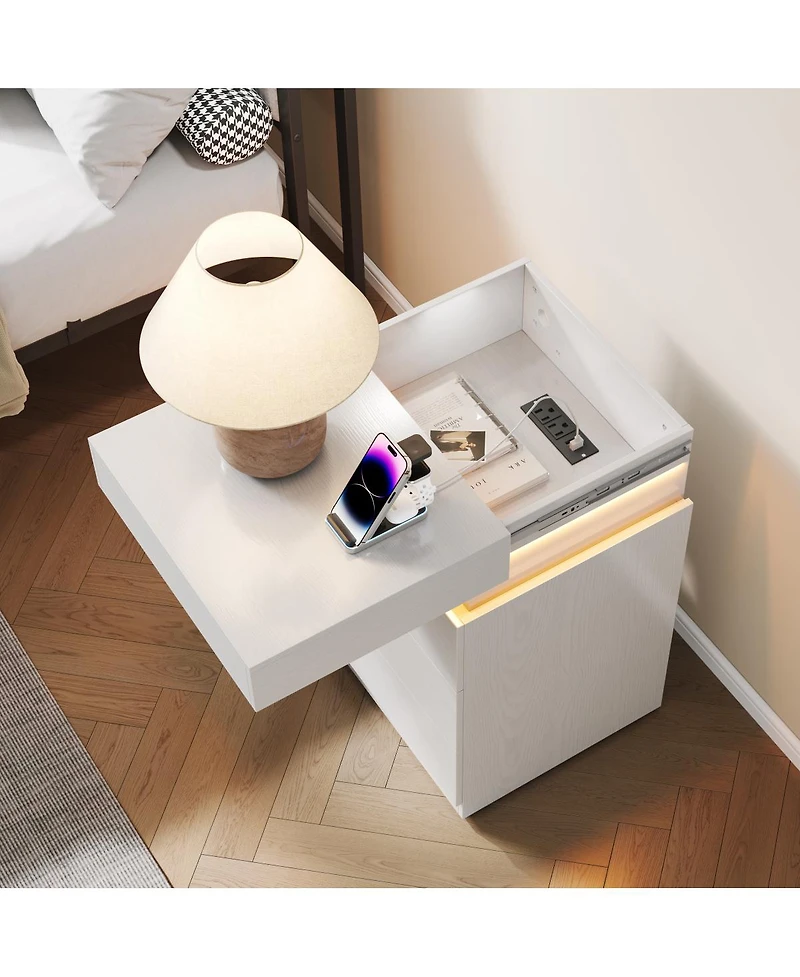 Streamdale Furniture 3-Drawer Nightstand Charging and Led