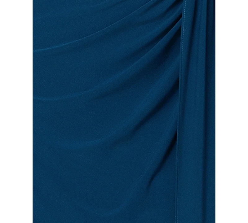 Betsy & Adam Women's Mock Neck Ruched Dress