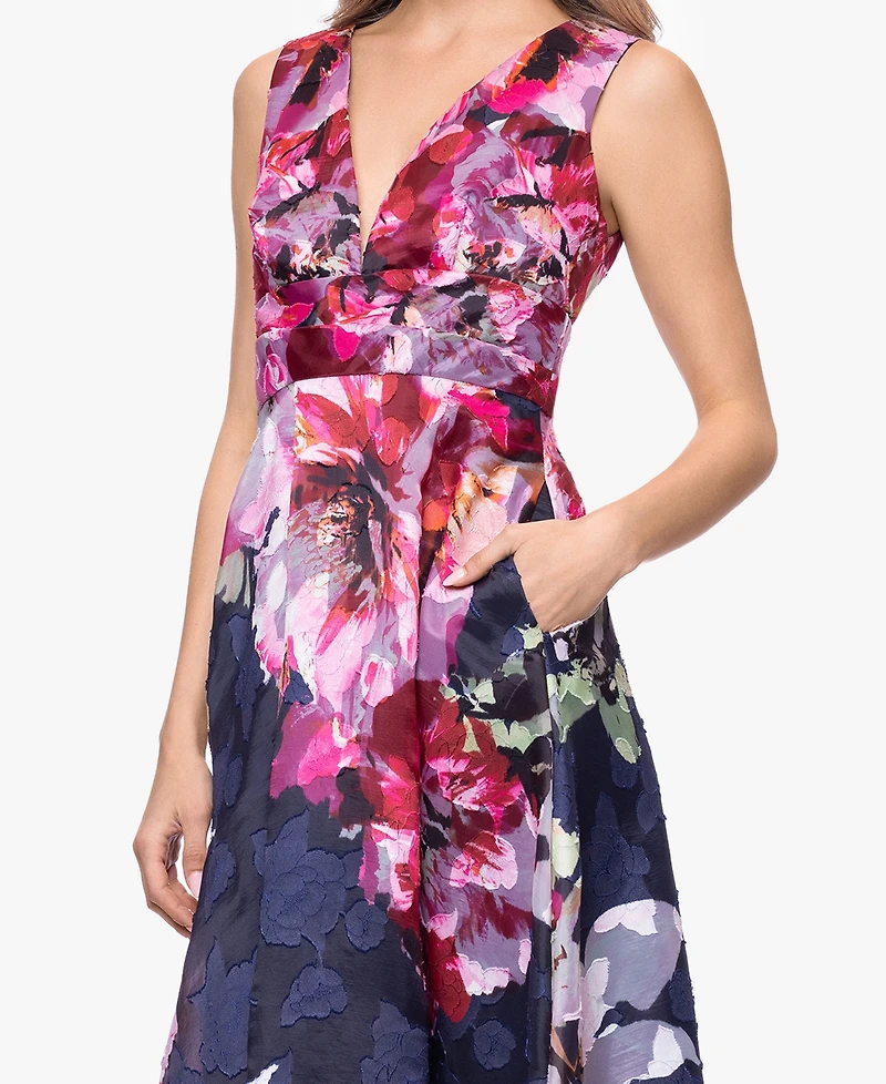 Betsy & Adam Women's V-Neck Burnout Floral Dress