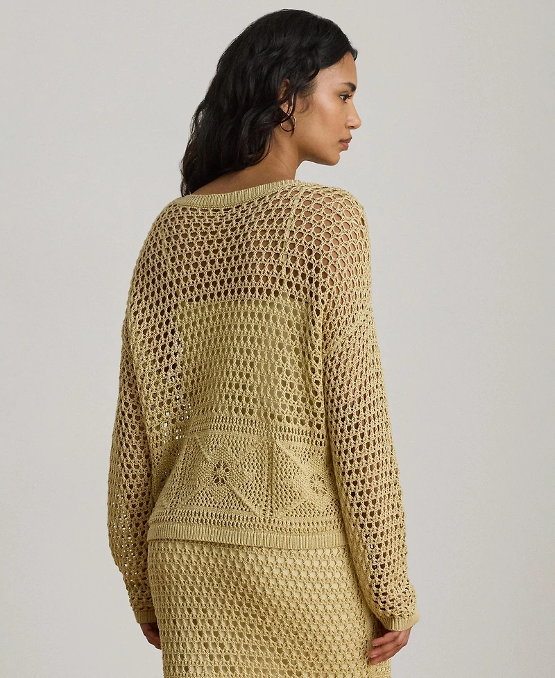 Lauren Ralph Women's Pointelle-Knit Boat Neck Sweater