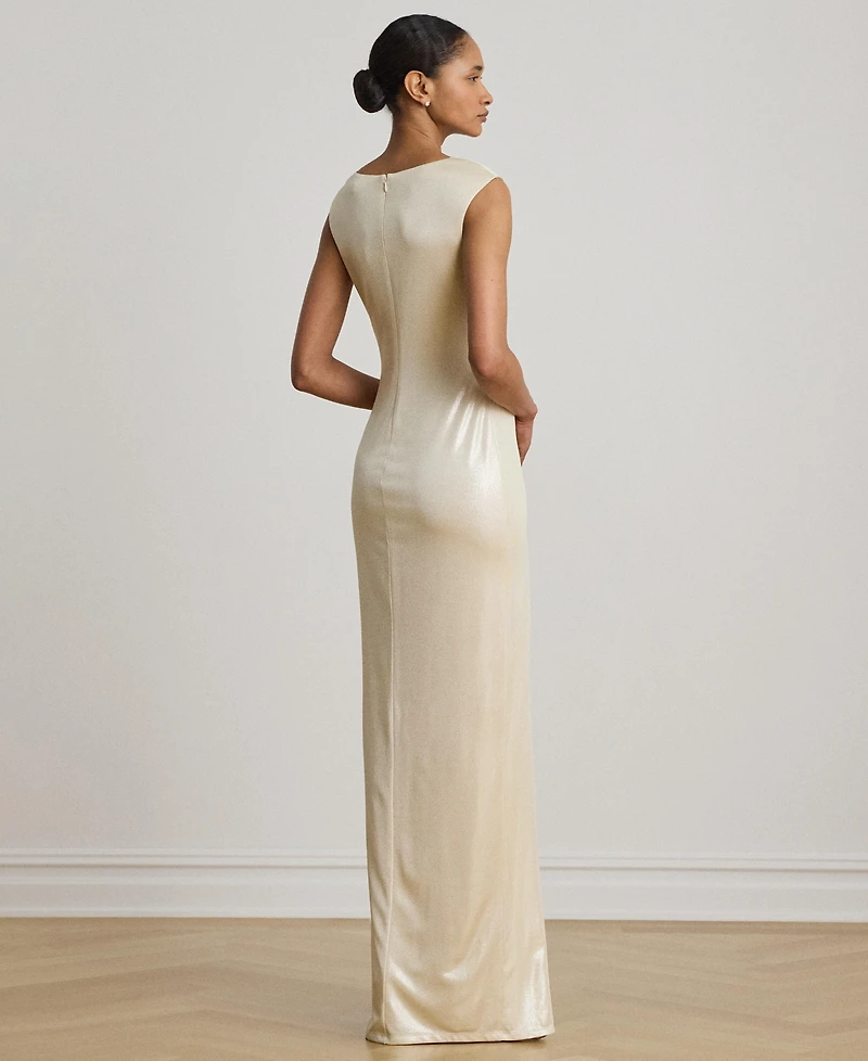 Lauren Ralph Metallic Jersey Boatneck Gown