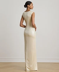 Lauren Ralph Metallic Jersey Boatneck Gown