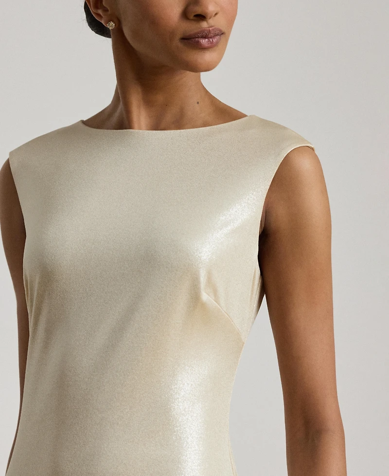 Lauren Ralph Metallic Jersey Boatneck Gown