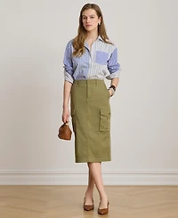 Lauren Ralph Women's Spread Collar Striped Broadcloth Shirt