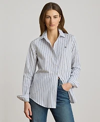 Lauren Ralph Women's Point Collar Striped Broadcloth Shirt