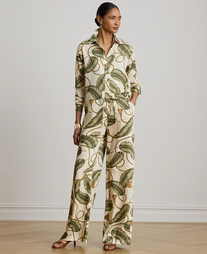 Lauren Ralph Women's Point Collar Rope-Print Twill Shirt