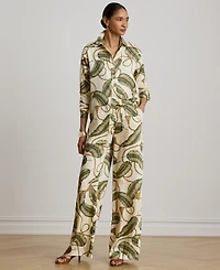 Lauren Ralph Women's Point Collar Rope-Print Twill Shirt