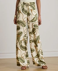 Lauren Ralph Lauren Womens Mid Rise Rope Print Twill Wide Leg Pants
