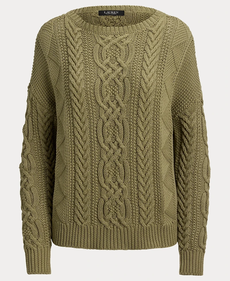 Lauren Ralph Women's Cable-Knit Boat Neck Sweater
