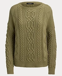 Lauren Ralph Women's Cable-Knit Boat Neck Sweater