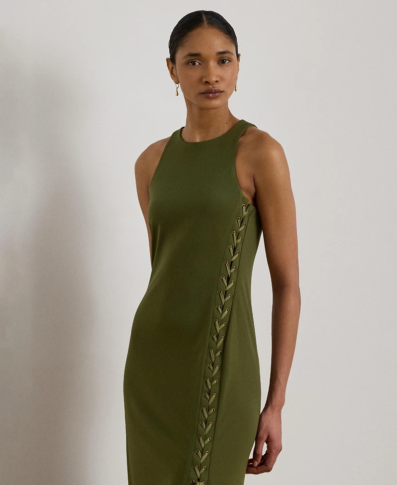 Lauren Ralph Lace-Up Jersey Sleeveless Gown