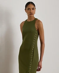 Lauren Ralph Lace-Up Jersey Sleeveless Gown